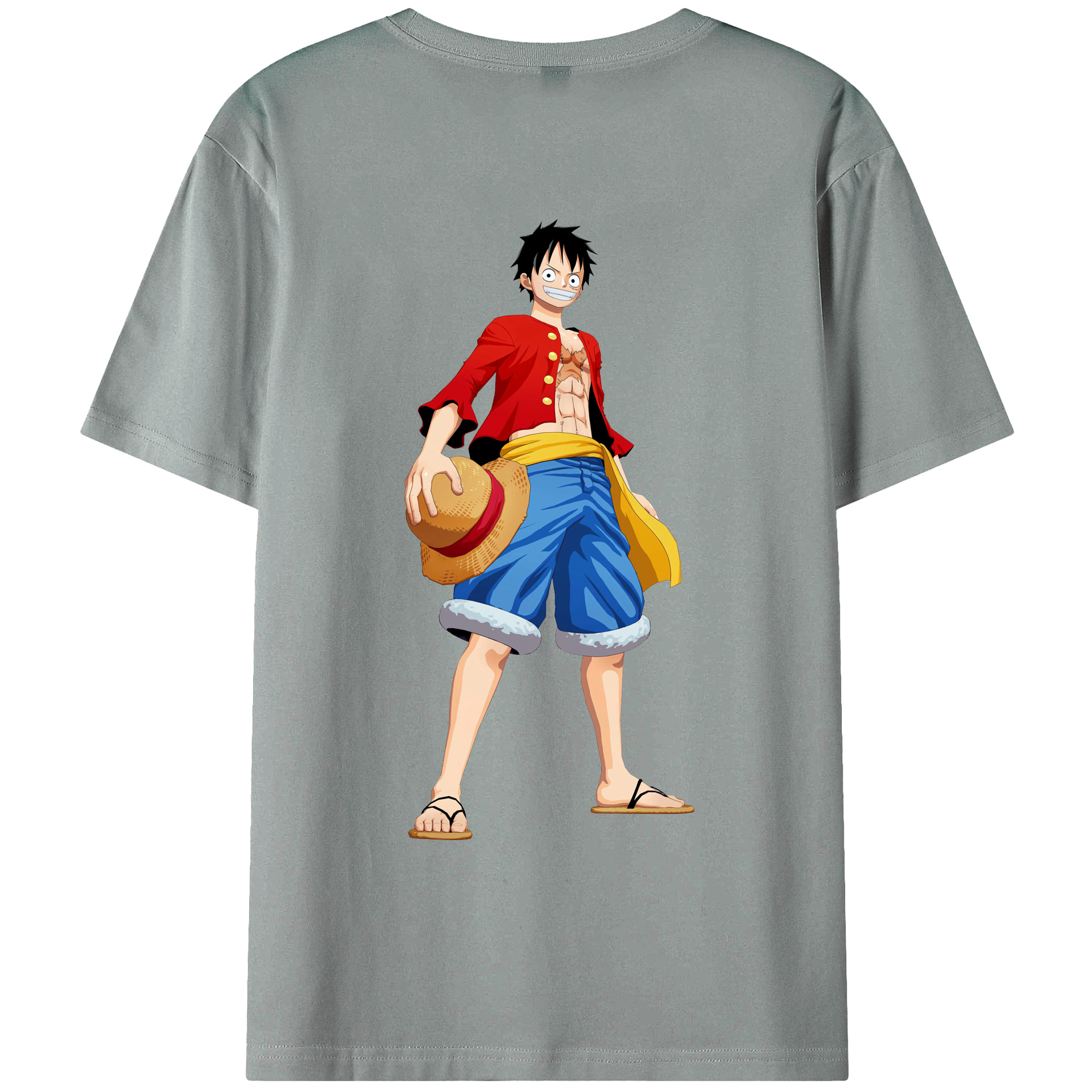 ワンピース モンキー・D・ルフィ ONE PIECE Monkey D. Luffy 綿100％ メンズ半袖Tシャツ（バックプリント） 通気性